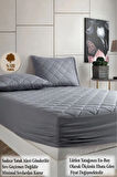 Renkli Gri Kapitone Yatak Koruyucu Fitted Ful Kenar Alez Çarşaf %100 Pamuk Tek Çift Battal 10 Ebat