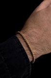 18 Ayar Gerçek Altın Kaplama Spiga Model Çelik Bileklik - Erkek Bileklik