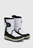 Beyaz-Siyah Kız Çocuk Kar Botu