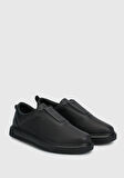 Siyah Deri Kadın Sneaker