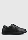 Siyah Deri Kadın Sneaker