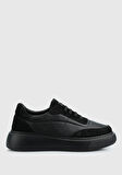 Siyah Deri Kadın Sneaker