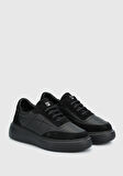 Siyah Deri Kadın Sneaker