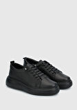Siyah Deri Kadın Sneaker