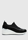 Siyah Deri Kadın Sneaker