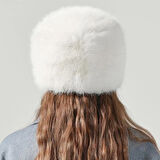 Kadın Peluş Kürk Yuvarlak Kalpak Şapka
