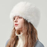 Kadın Peluş Kürk Yuvarlak Kalpak Şapka