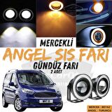 Ford Courier 2014-2023 Uyumlu Üniversal Mercekli Angel Sis Farı Metal Su Geçirmez 76 mm Turuncu Halkalı Gündüz Farı Angel Eyes 2 Adet