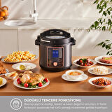 Karaca Cooker 2in1 6L Çok Amaçlı Basınçlı Pişirici Akıllı Elektrikli Düdüklü Tencere ve Airfryer Matt Black
