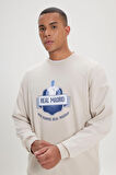 Oversize Fit Bol Kesim Real Madrid Lisanslı Pamuklu Bisiklet Yaka Sweatshirt