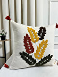NİVEMESHOME ELYAF DOLGULU MEŞE YAPRAĞI NAKIŞLI KIRLENT KILIFI 45X45