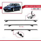 BMW 5 Serisi (E61) Touring 2004-2010 Arası ile Uyumlu BASIC Model Ara Atkı Tavan Barı Gri 2 Adet
