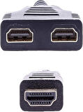 HDMI Çoğaltıcı Erkek Çift HDMI Dişi Çoklayıcı Adaptör Kablosu Siyah