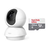 TP-LINK Tapo C210 360 Derece 2K UHD Yatay/Dikey Hareketli Wi-Fi Güvenlik Kamerası + Sandisk 256 Gb Hafıza Kartı