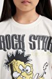 DeFacto Kız Çocuk SpongeBob Oversize Geniş Kalıp Bisiklet Yaka Kısa Kollu Tişört C1463A824SMER99
