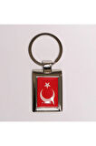 Türk Bayrağı Temalı Anahtarlık Çelik