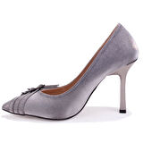 Dagoster DZA07-388496 Platin Simli Abiye Topuklu Kadın Ayakkabı