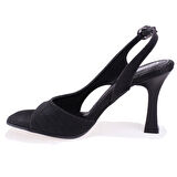 Dagoster DZA07-928455 Siyah Simli Abiye Topuklu Kadın Ayakkabı