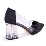 Dagoster DZA07-11153806 Siyah Şeffaf Topuklu Abiye Kadın Ayakkabı