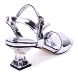 Dagoster DZA07-1284051 Gümüş Ayna İnce Topuklu Abiye Kadın Ayakkabı