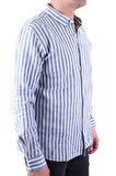 Twister 1905 Lacivert Çizgili Uzun Kol Günlük Pamuk Karışımlı Keten Erkek Gömlek