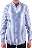 Twister 1905 Lacivert Çizgili Uzun Kol Günlük Pamuk Karışımlı Keten Erkek Gömlek