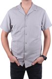 Dagoster DMG23-199598 Gri Ottoman Örme Apaj Yaka Oversize Kalıp Kısa Kol Erkek Gömlek