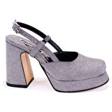 Dagoster DZA07-337560 Platin Simli  Platform Topuklu Kadın Ayakkabı