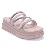 Dagoster DZA07-1241305 Bej Taşlı Spor Kadın Terlik