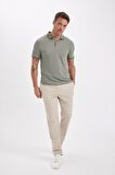 Slim Fit Kıvrılmaz Polo Yaka Kol Bantlı Pamuklu Tişört