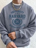 Üniversite Harvard Massachusetts Baskılı Erkek Sonbahar Polar Tişörtü Temel Rahat Kapüşonlu U