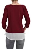 Kadın Boncuk İşli Kayık Yaka Sweat BRG-37415