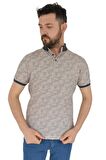 Erkek Polo Yaka Dijital Baskılı Tişört Waffle 2373 BGL-ST02795