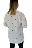 Kadın Krem Çiçekli Gömlek 71321 BGL-ST02905