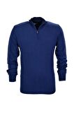 Erkek Spor Düz Fermuarlı Yaka Kazak R22949 BGL-ST03181