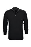 Erkek Spor Düz Fermuarlı Yaka Kazak R22949 BGL-ST03181