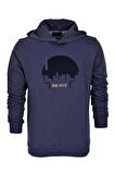 Erkek Kapüşonlu Baskılı Basic Sweatshirt R2219 BGL-ST03193