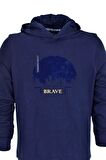 Erkek Kapüşonlu Baskılı Basic Sweatshirt R2219 BGL-ST03193