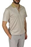 Erkek Polo Yaka Jakarlı Cepli Tişört R7520 BGL-ST03793