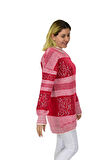 Kadın Pullu Çizgili Oversize Kazak 7592 BGL-ST04076