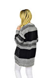 Kadın Pullu Çizgili Oversize Kazak 7592 BGL-ST04076