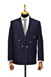 Erkek Lacivert Renk, Kruvaze Tek Ceket Sivri Yaka BGL-ST04158