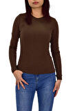 Kadın Düz Renk Vücuda Oturan Uzun Kollu Sweatshirt BGL-ST04209