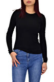 Kadın Düz Renk Vücuda Oturan Uzun Kollu Sweatshirt BGL-ST04209