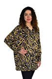 Kadın Büyük Beden Leopar Desen Viskon Bluz BGL-ST04256