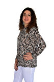 Kadın Batik Baskılı Düğmeli Viscon Bluz BGL-ST04269
