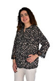 Kadın Leopar Desen Baskılı Viscon Bluz BGL-ST04281