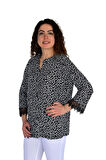 Kadın Leopar Desen Baskılı Viscon Bluz BGL-ST04281