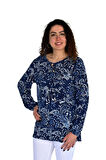 Kadın Yaprak Desen Baskılı Viscon Bluz BGL-ST04283