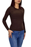 Kadın Düz Renk Vücuda Oturan Uzun Kollu Sweatshirt BGL-ST04296